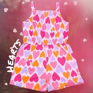 Anko Summer Romper Purple Hearts Thin Strap Jumpsuit soft cotton smock neck